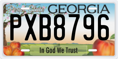 GA license plate PXB8796
