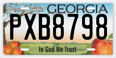 GA license plate PXB8798