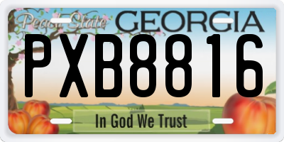 GA license plate PXB8816