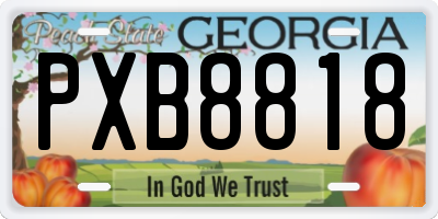 GA license plate PXB8818