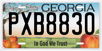 GA license plate PXB8830