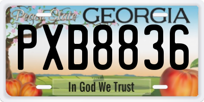 GA license plate PXB8836