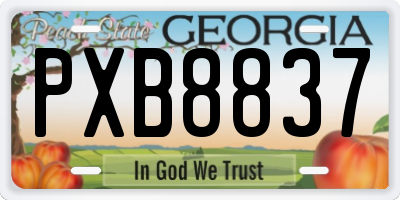 GA license plate PXB8837