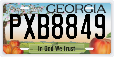 GA license plate PXB8849
