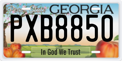 GA license plate PXB8850
