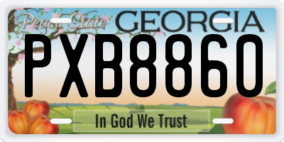 GA license plate PXB8860