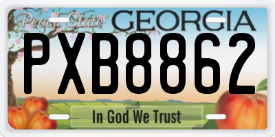 GA license plate PXB8862