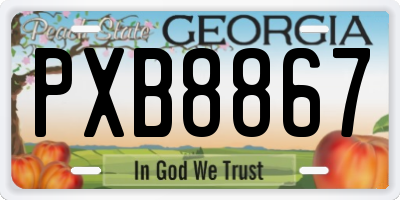 GA license plate PXB8867