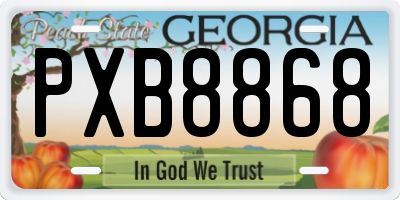 GA license plate PXB8868