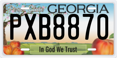 GA license plate PXB8870