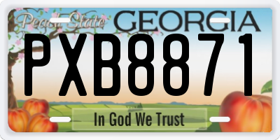 GA license plate PXB8871