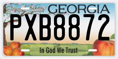 GA license plate PXB8872