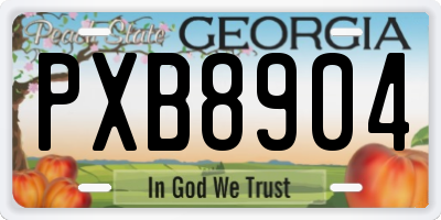 GA license plate PXB8904
