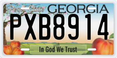 GA license plate PXB8914