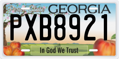GA license plate PXB8921