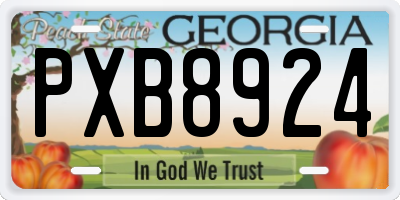 GA license plate PXB8924