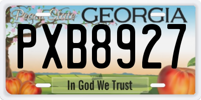 GA license plate PXB8927