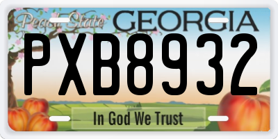 GA license plate PXB8932