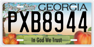 GA license plate PXB8944