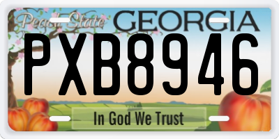 GA license plate PXB8946