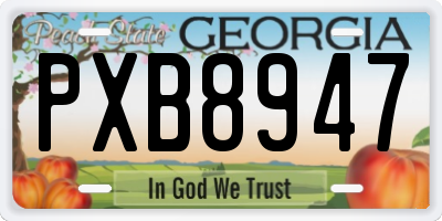 GA license plate PXB8947