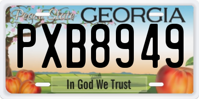 GA license plate PXB8949
