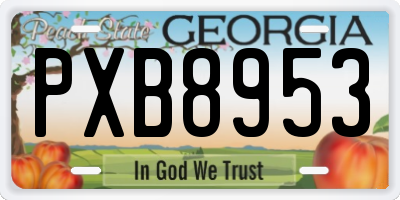 GA license plate PXB8953