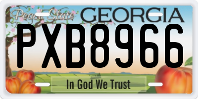 GA license plate PXB8966