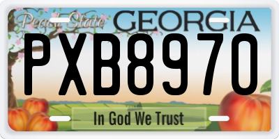 GA license plate PXB8970