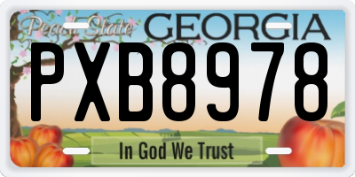 GA license plate PXB8978