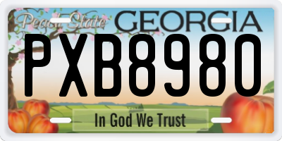 GA license plate PXB8980