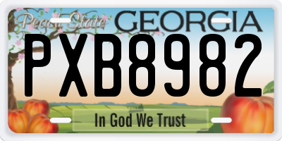 GA license plate PXB8982
