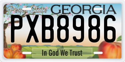 GA license plate PXB8986