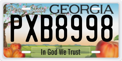 GA license plate PXB8998