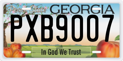 GA license plate PXB9007