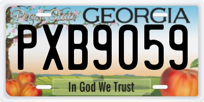 GA license plate PXB9059