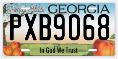 GA license plate PXB9068
