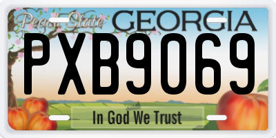 GA license plate PXB9069