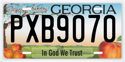 GA license plate PXB9070