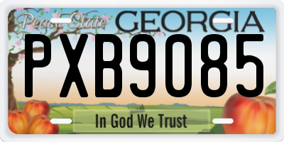 GA license plate PXB9085