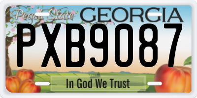 GA license plate PXB9087