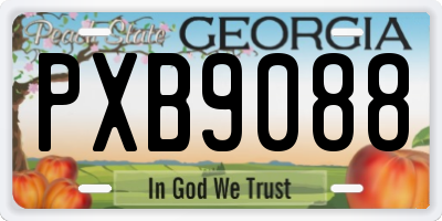 GA license plate PXB9088