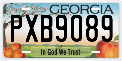 GA license plate PXB9089