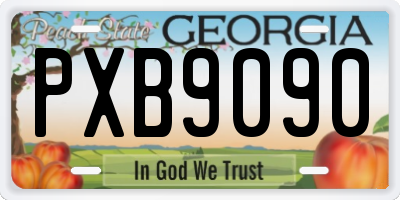 GA license plate PXB9090