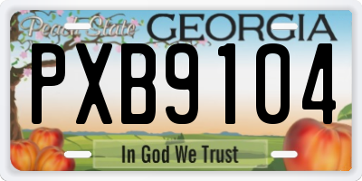 GA license plate PXB9104