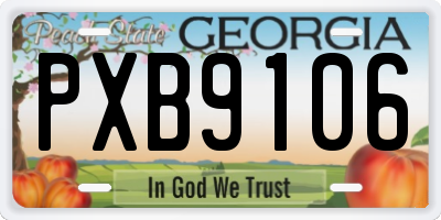 GA license plate PXB9106
