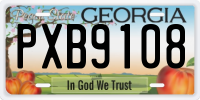 GA license plate PXB9108