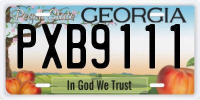 GA license plate PXB9111