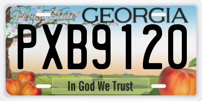 GA license plate PXB9120
