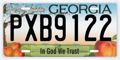 GA license plate PXB9122